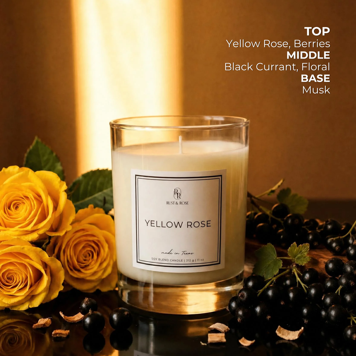 Yellow Rose Candle